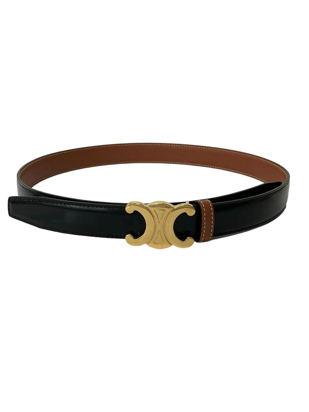 Celine Black Gold Leather Hardware Belt #370791C77B